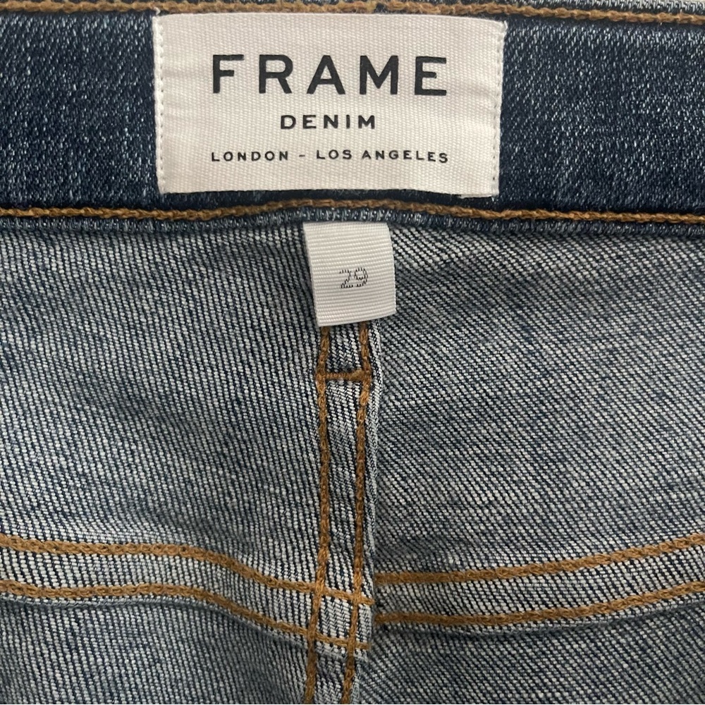 Frame Denim Blue Le Nouveau Straight Cropped Ankle Jeans with Split Hem - Picture 6 of 13